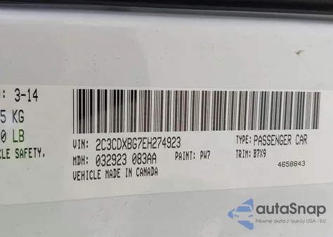 2014 Dodge Charger Se z USA, uszkodzony, nr VIN 2C3CDXBG7EH274923